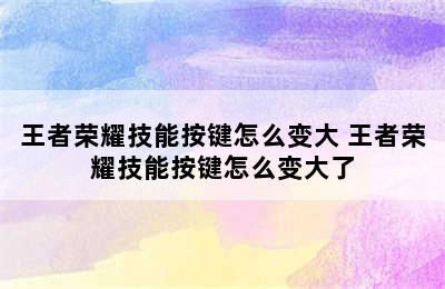 王者荣耀技能按键怎么变大 王者荣耀技能按键怎么变大了